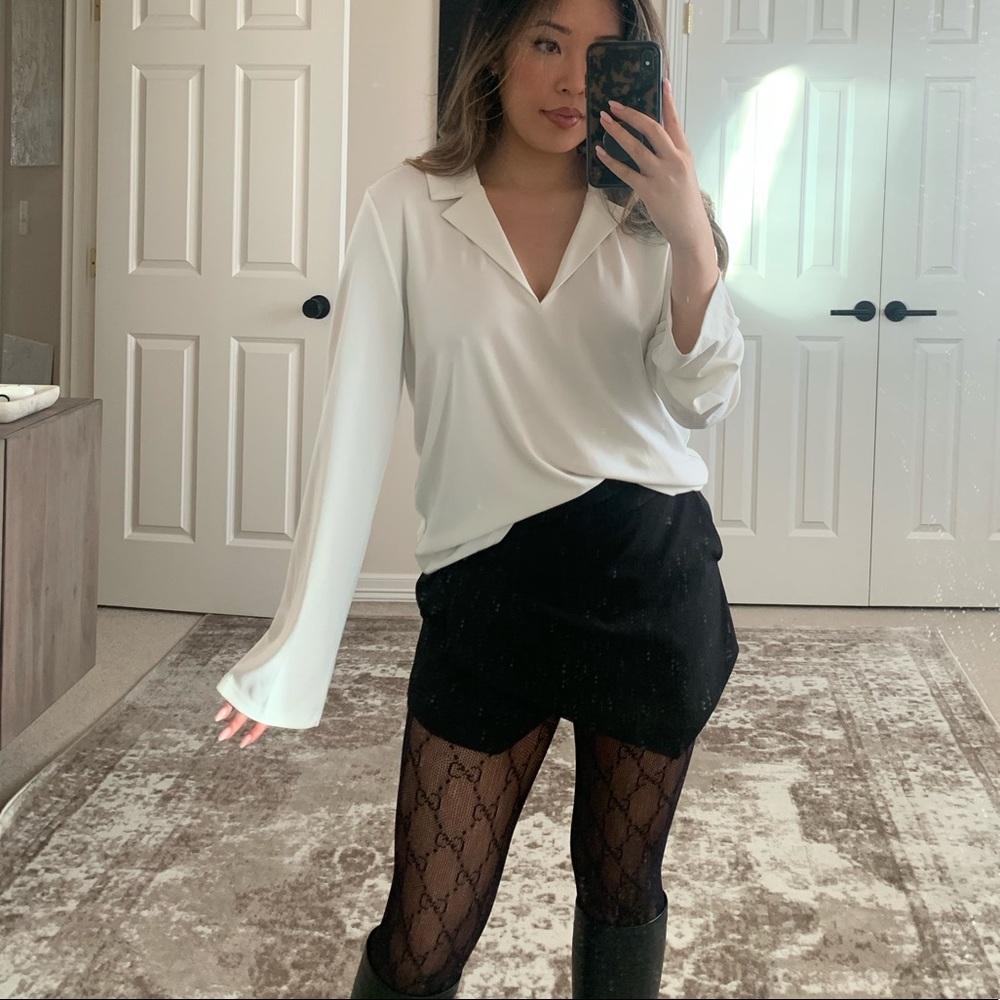 ZARA white blouse long sleeve